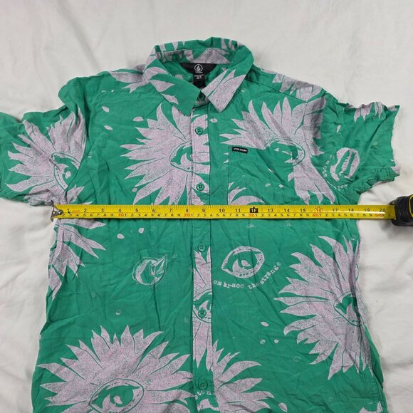 Volcom Mag Sketch Shirt Wintergreen Boys Size XL Short Sleeve Casual Floral - Picture 6 of 9